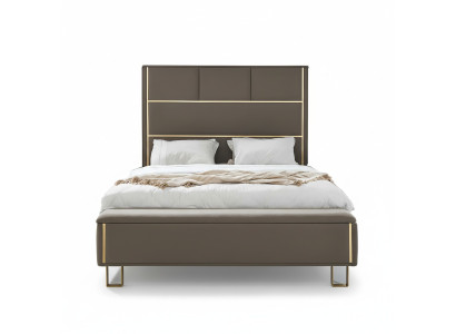 Taupe revêtement de lit Lit double Bois Mobilier de chambre à coucher Hôtel Tapisserie 180x200