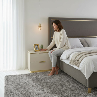 Chambre consoles Table de chevet Ensemble de 2 tables de chevet Mobilier de luxe pour hôtel Beige neuf