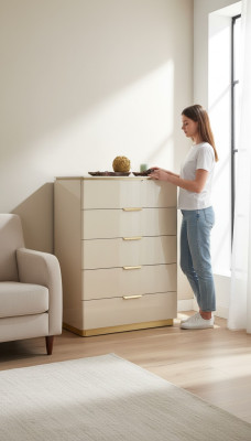 Commode Beige Bois Luxe Armoire Haute Consoles Armoires Meuble Buffet Armoire
