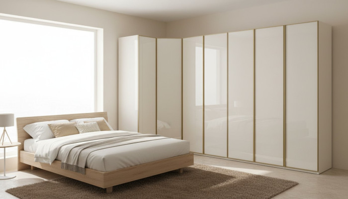 Armoire brillante Armoires de chambre Armoire d'angle Mobilier de luxe Or Beige