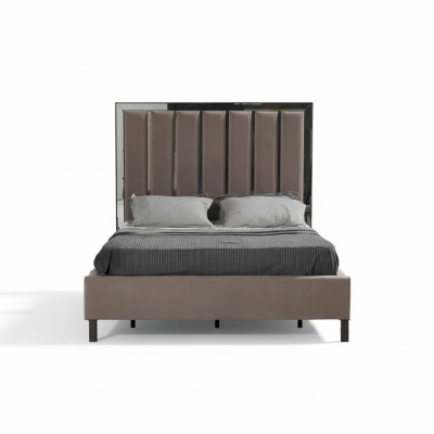 Lits Design Lit Rembourrage Chambre d'hôtel Design Lit double Métal Taupe neuf
