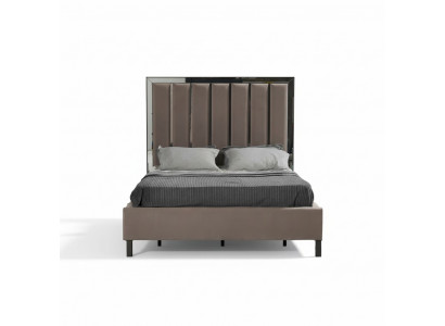 Lits Design Lit Rembourrage Chambre d'hôtel Design Lit double Métal Taupe neuf