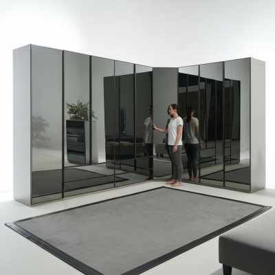 Armoire d'angle pour miroir de salle de bains Armoire de luxe en verre pour rangement de chambre