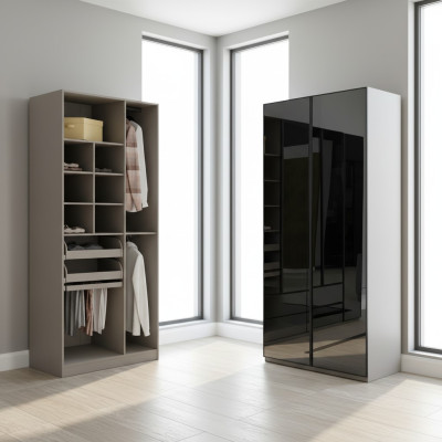 Garde-robe Armoire Garde-robe Polyvalente Gris Matériau Bois Armoires
