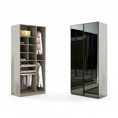 Garde-robe Armoire Garde-robe Polyvalente Gris Matériau Bois Armoires