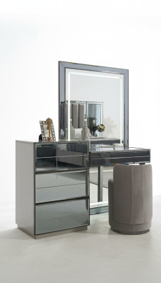 Coiffeuse set console mobilier de chambre tabouret de design de meuble de luxe en bois 2 pièces