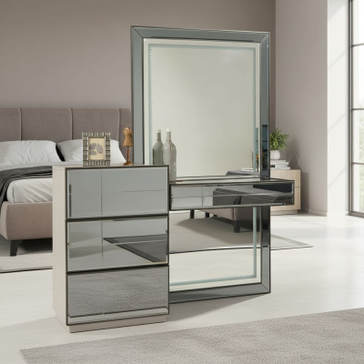 Coiffeuse Commode avec miroir Console Commodes en bois Chambre moderne