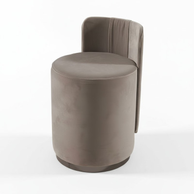 Fauteuil design, tabouret de luxe, coiffeuse, tabouret rond, chaise rembourrée marron.