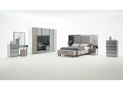 Chambre de luxe Ensemble complet de 8 pièces Mobilier de chambre Lit Table de chevet Armoire nouveau