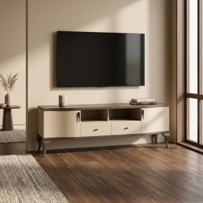 estetichnyj-derevjannyj-shkaf-pod-televizor-komod-tv-tumba-v-bezhevyx-tonax  Armoire en bois esthétique pour la télévision - commode TV - buffet dans des tons beiges