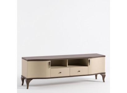 estetichnyj-derevjannyj-shkaf-pod-televizor-komod-tv-tumba-v-bezhevyx-tonax  Armoire en bois esthétique pour la télévision - commode TV - buffet dans des tons beiges