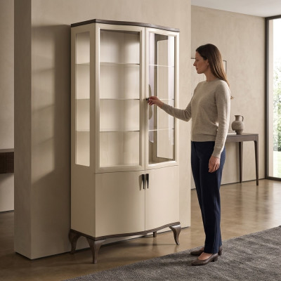 Vitrine de luxe à deux portes Armoire vitrée Cabinet en bois Armoires Mobilier neuf