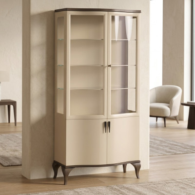 Vitrine de luxe à deux portes Armoire vitrée Cabinet en bois Armoires Mobilier neuf