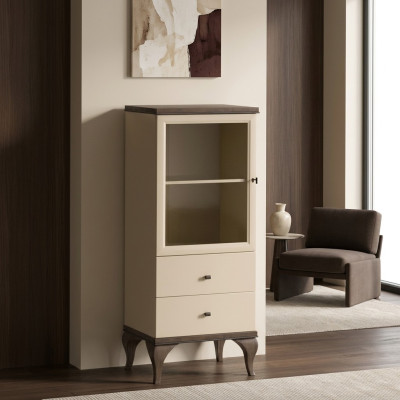 Armoire en verre Armoires de salon Buffet beige Vitrine en bois Meubles du salon