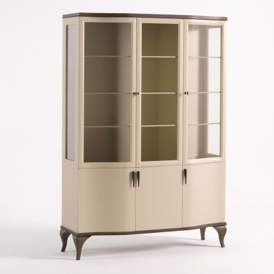 Vitrines Armoire en verre Buffet de luxe Vitrine Salon Beige Bois neuf