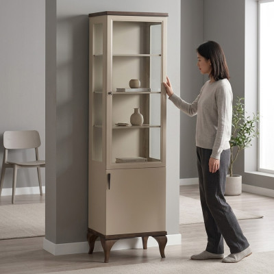 Vitrine simple Armoire à une porte Meuble Vitrine en verre Meuble Armoire en bois