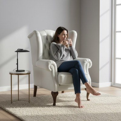 Fauteuil wing en cuir, place unique, canapé Chesterfield, canapé, meubles rembourrés neufs