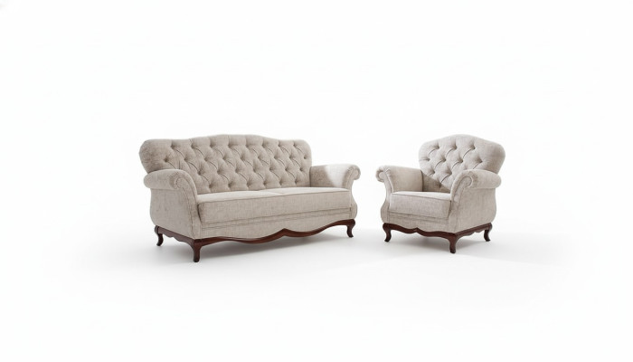 Coussins de siège, ensemble de canapés Chesterfield, canapé 2 pièces. Canapés 3+1
