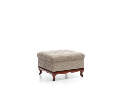 Tabouret Designer Chesterfield Pouf en Tissu Beige Tapisserie Tabouret Tissu