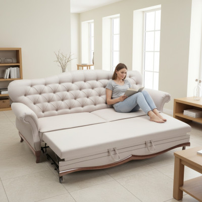 Canapé-lit Chesterfield Canapé avec fonction lit Canapé trois places Textile