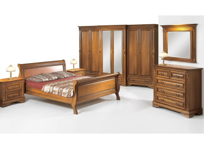 Style de maison de campagne lit 3 pièces. avec 2 tables de chevet Ensemble de meubles en bois marron