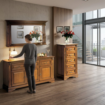 Commode 160cm avec miroir Style maison de campagne Meubles Commodes Buffet en bois