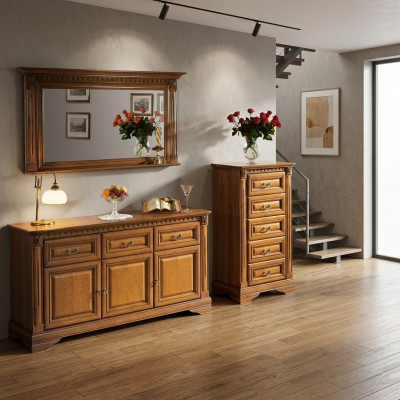 Commode 160cm avec miroir Style maison de campagne Meubles Commodes Buffet en bois