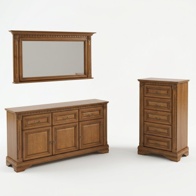 Commode 160cm avec miroir Style maison de campagne Meubles Commodes Buffet en bois