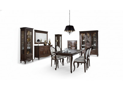 Ensemble de salle à manger de 9 pièces Table Commode Miroir Vitrine Armoire