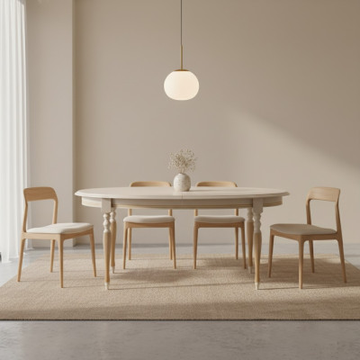 Table de salle à manger classique Table ovale Tables Table à manger en bois Mobilier de luxe neuf