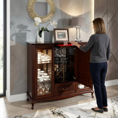 Bar à domicile Armoire Buffet avec bouteilles rotatives Vitrine en bois