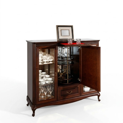 Bar à domicile Armoire Buffet avec bouteilles rotatives Vitrine en bois