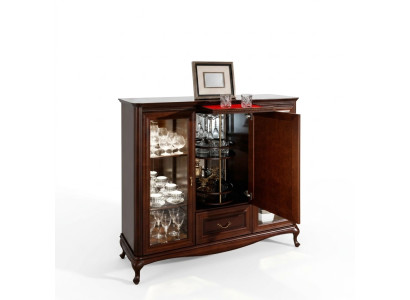 Bar à domicile Armoire Buffet avec bouteilles rotatives Vitrine en bois
