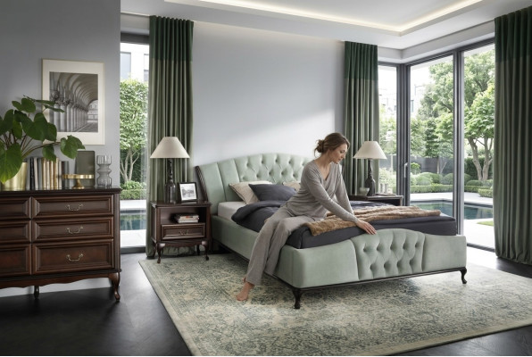 Lit Chambre Ensemble Chesterfield Lits de Luxe Meubles 2x Table de chevet 3pcs