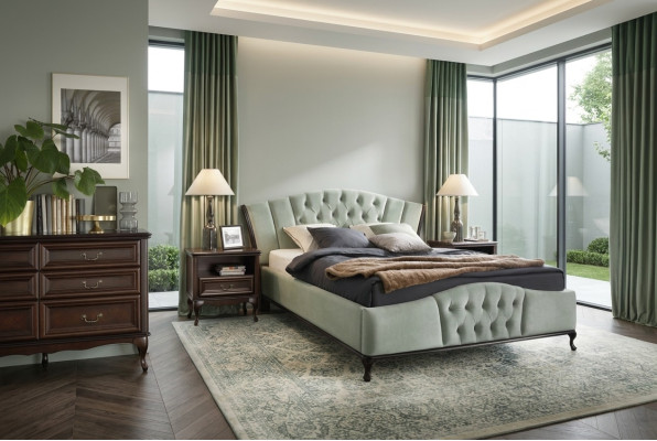 Lit Chambre Ensemble Chesterfield Lits de Luxe Meubles 2x Table de chevet 3pcs