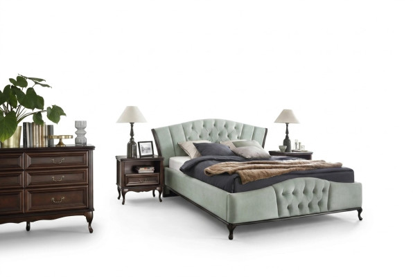 Lit Chambre Ensemble Chesterfield Lits de Luxe Meubles 2x Table de chevet 3pcs