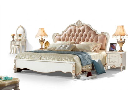 Meuble de chambre à coucher Royal Chesterfield Lit 180x200 Cuir