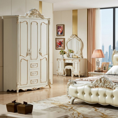 Trois armoire de porte Armoire blanc Baroque Rococo Armoires Bois