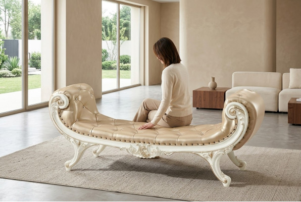 Tabouret Chambre Chaise Longue Tabouret Ottomane Cuir Chesterfield neuf
