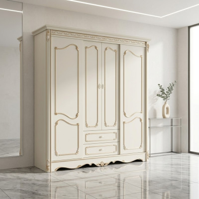 Classique Armoire Mobilier Armoires Chambre Bois Blanc Bois