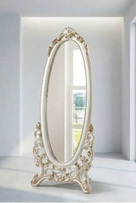 Miroir sur pied Taille du corps du miroir Miroir sur pied classique Blanc en bois