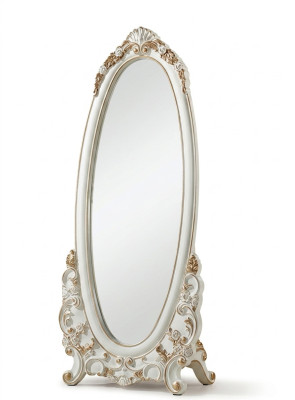 Miroir sur pied Taille du corps du miroir Miroir sur pied classique Blanc en bois