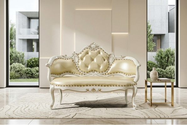 Tabouret Chesterfield Canapé en cuir Rembourrage Canapé Royal Banquette Couch