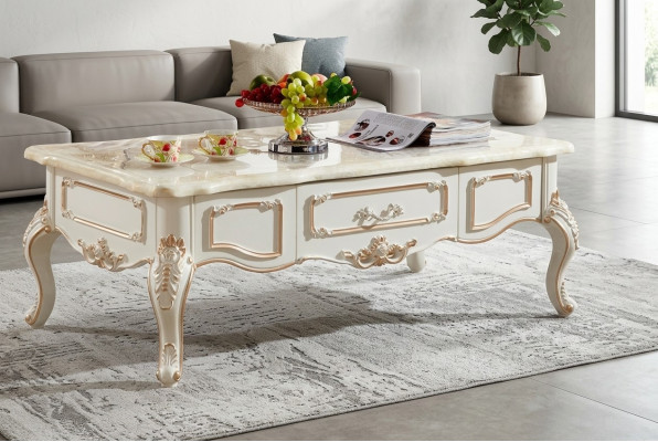 Table basse Royal 130x73 Table Table d'appoint Table de canapé Tables Bois blanc