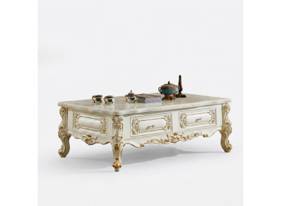 Table basse Classic r 150x90 grand table d'appoint de canapé imitant le marbre