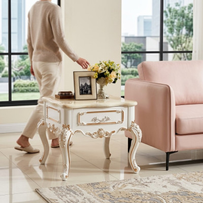 Table d'appoint Tables Salle de séjour Luxe Blanc Table Mobilier Table basse nouveau