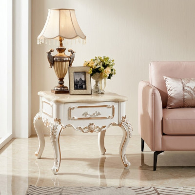 Table d'appoint Tables Salle de séjour Luxe Blanc Table Mobilier Table basse nouveau