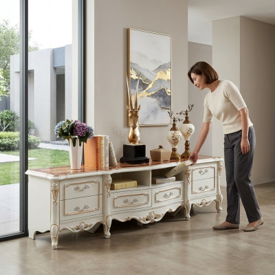 Meuble TV TV-buffet Meuble bas Bahut Table Salon Marron Mobilier Télévision