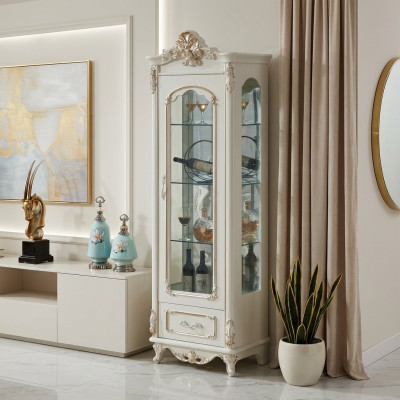 Vitrine en bois Vitrines simples Vitrine en verre Armoires Meubles Art déco Blanc