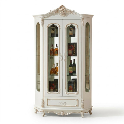 Vitrine classique Armoire en bois Armoire blanche Mobilier Meubles d'ameublement